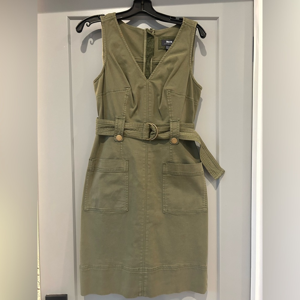 Adorable Maeve Army Green Belted Mini Dress